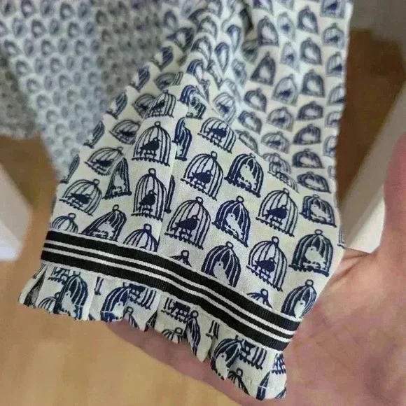 Talbots Blue White Birdcage Long Sleeve Blouse Size 1X - Picture 6 of 6